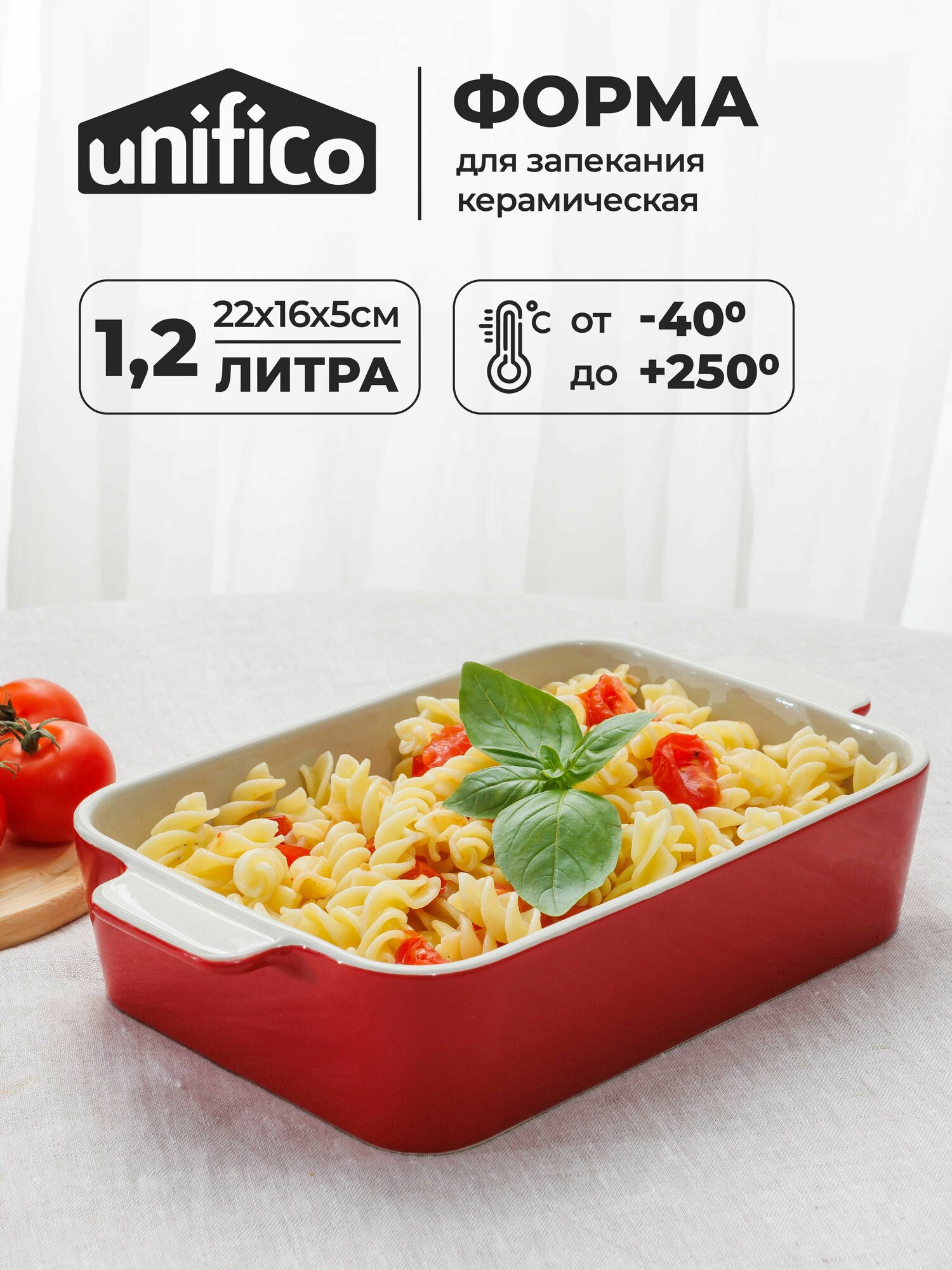 Форма для запекания 12л 22х16х5см Adda Rosso UNIFICO (керамика)