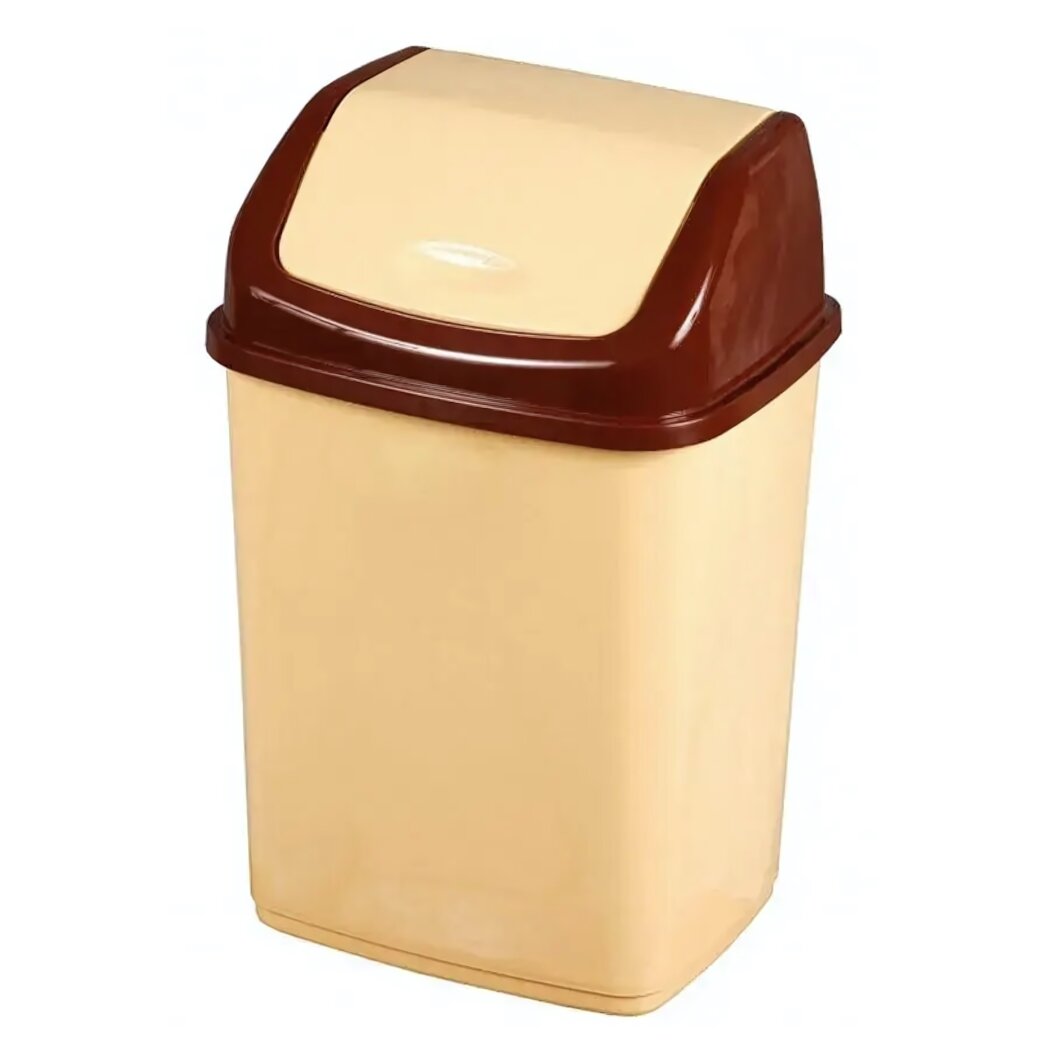 Контейнер для мусора «Ромашка» 5 л пластиковый перекидная крышка цвет: светло-желтый/коричневый
