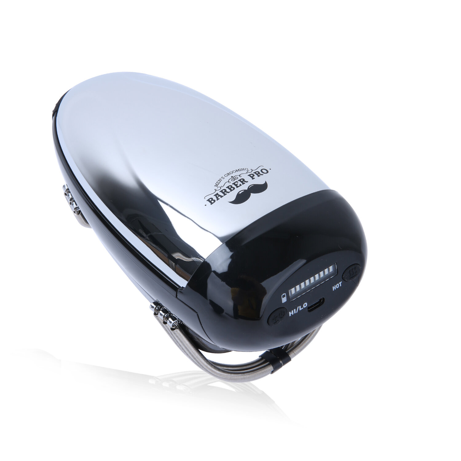 Парикмахерский массажер, процедура массажа после бритья или стрижки, для головы BARBER PRO, цвет "серебро" с подогревом и вибро, 1 шт, аккумуляторный.