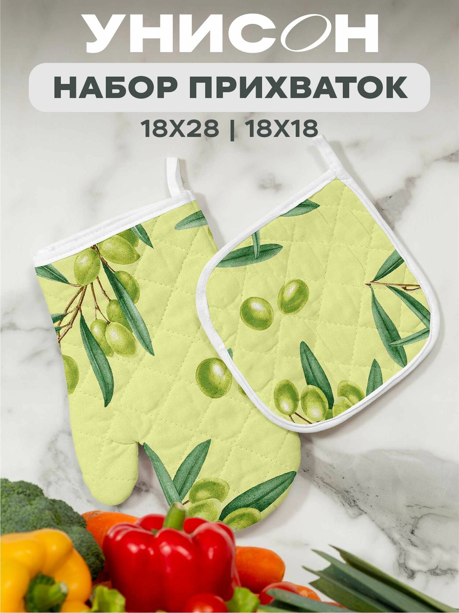 Прихватка для кухни 18х18 (1 шт) прихватка-рукавица 18х28 (1 шт) 
