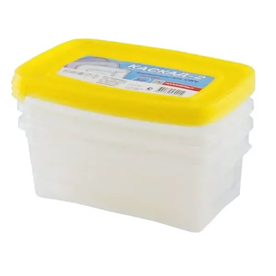 Комплект контейнеров для СВЧ 1л 3 предмета герметичные крышки пластик прямоугольная форма