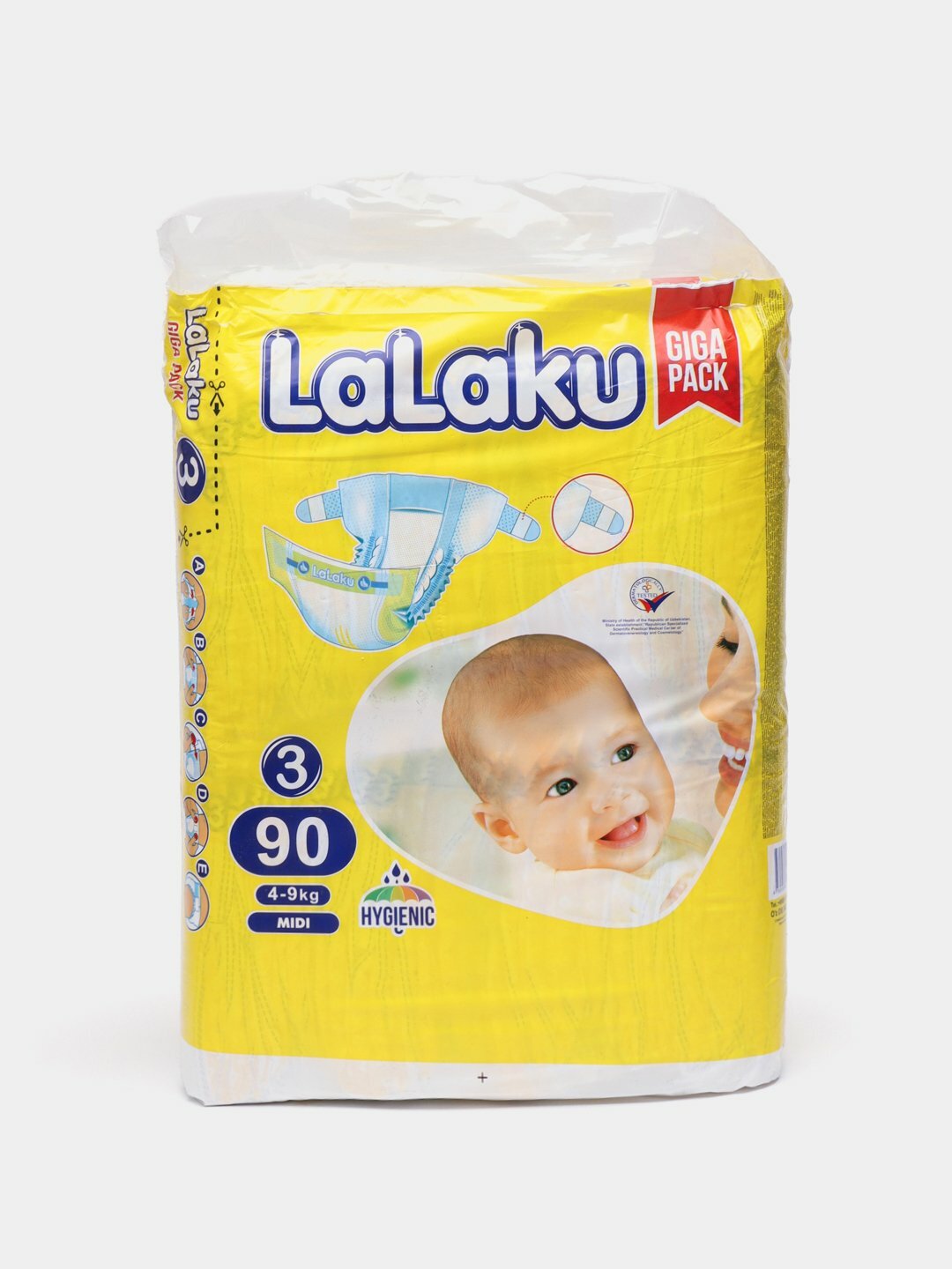 Подгузники Lalaku, 3, 90 штук, 4-9 кг