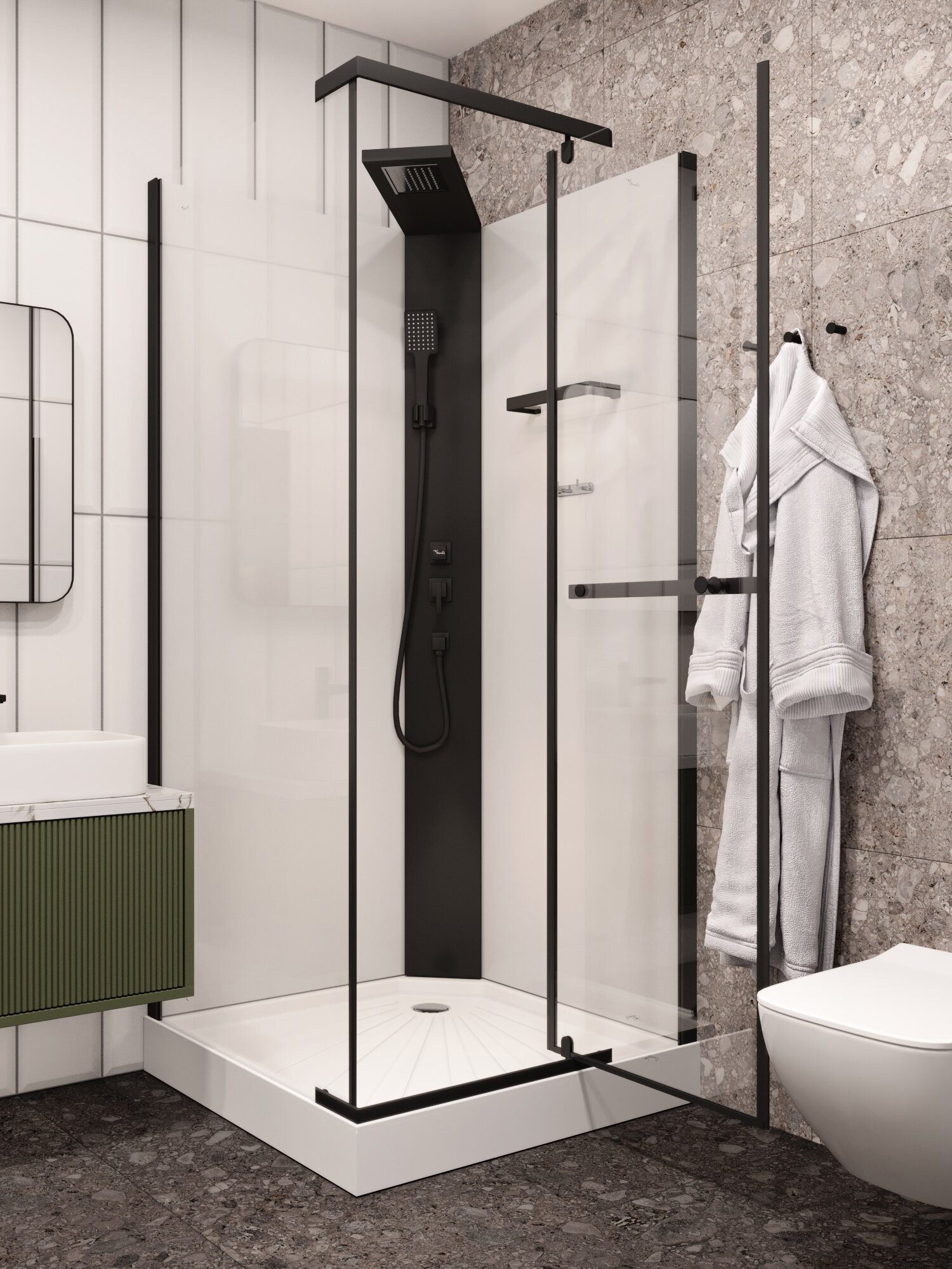 Душевая кабина MiMi90B Ceruttispa (90x90x215-225) низкий поддон без крыши