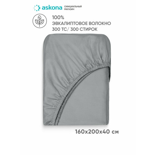 Простыня на резинке Askona (Аскона) Comfort Tencel 160x200, Серебристый иней