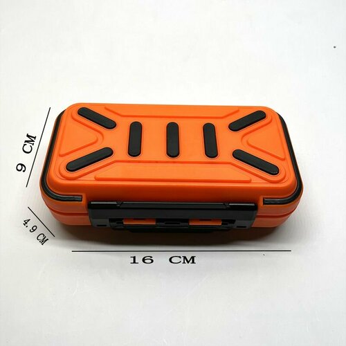 Коробка-органайзер-раскладушка для мушек и мелочей, M, оранжевая, 16*9*4.5 см.