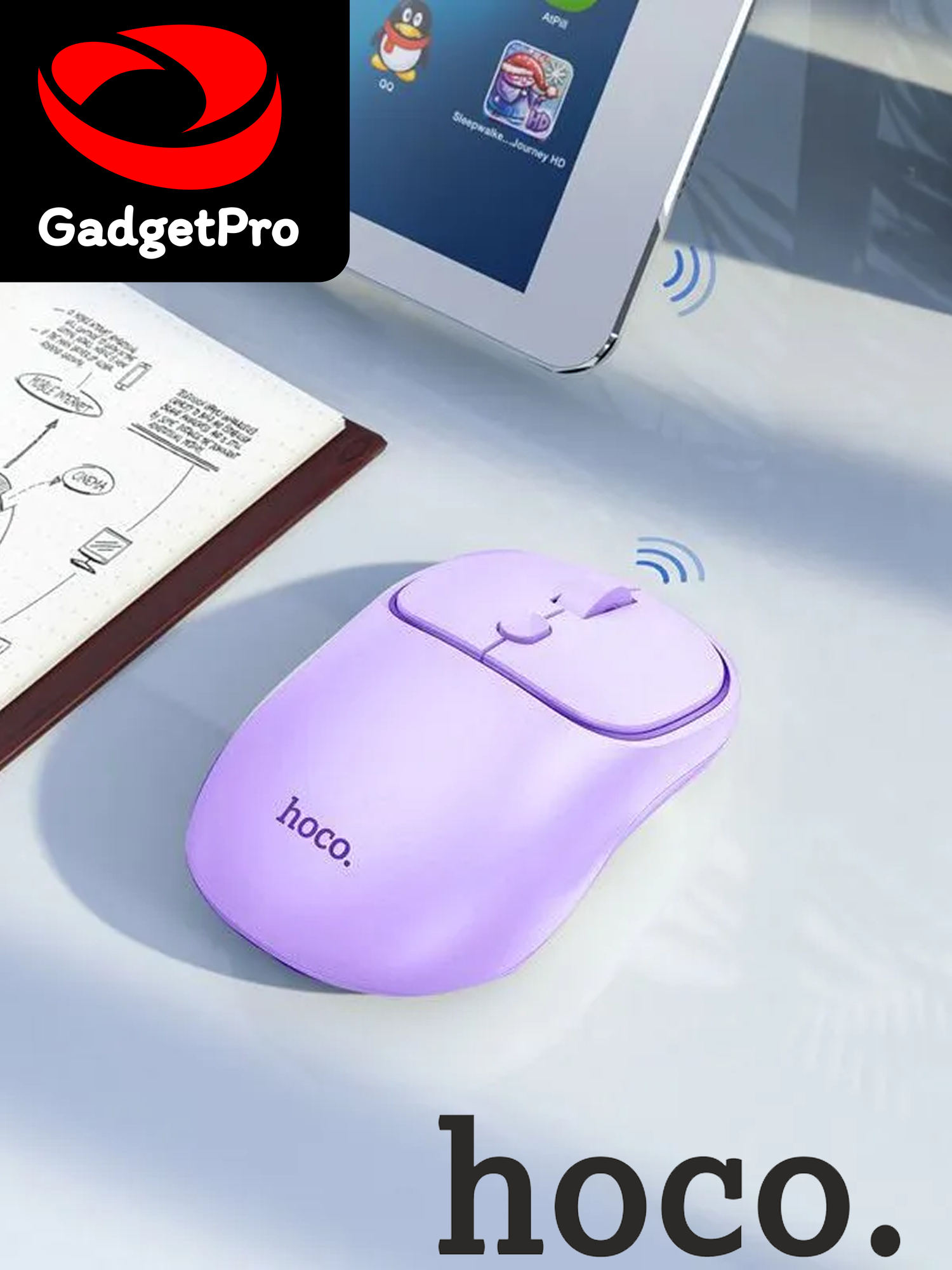 Беспроводная компьютерная мышь Hoco GM25 Royal, двухрежимная 2.4G + Bluetooth 3.0/5.2, 800–1600 DPI, 4 кнопок Фиолетовый