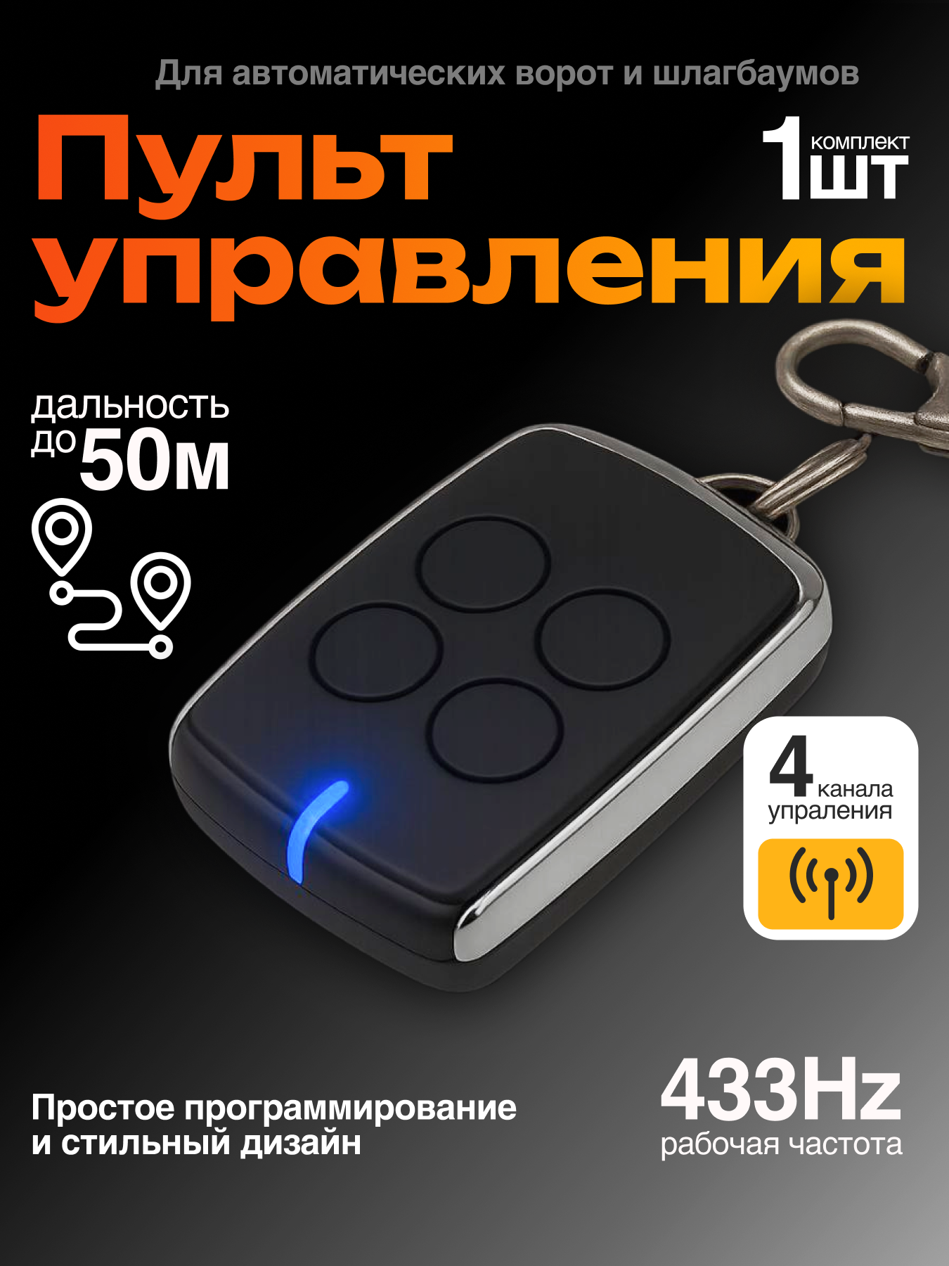 Пульт дистанционного управления ZeusPower с динамическим кодом 4 канала для ворот и шлагбаума