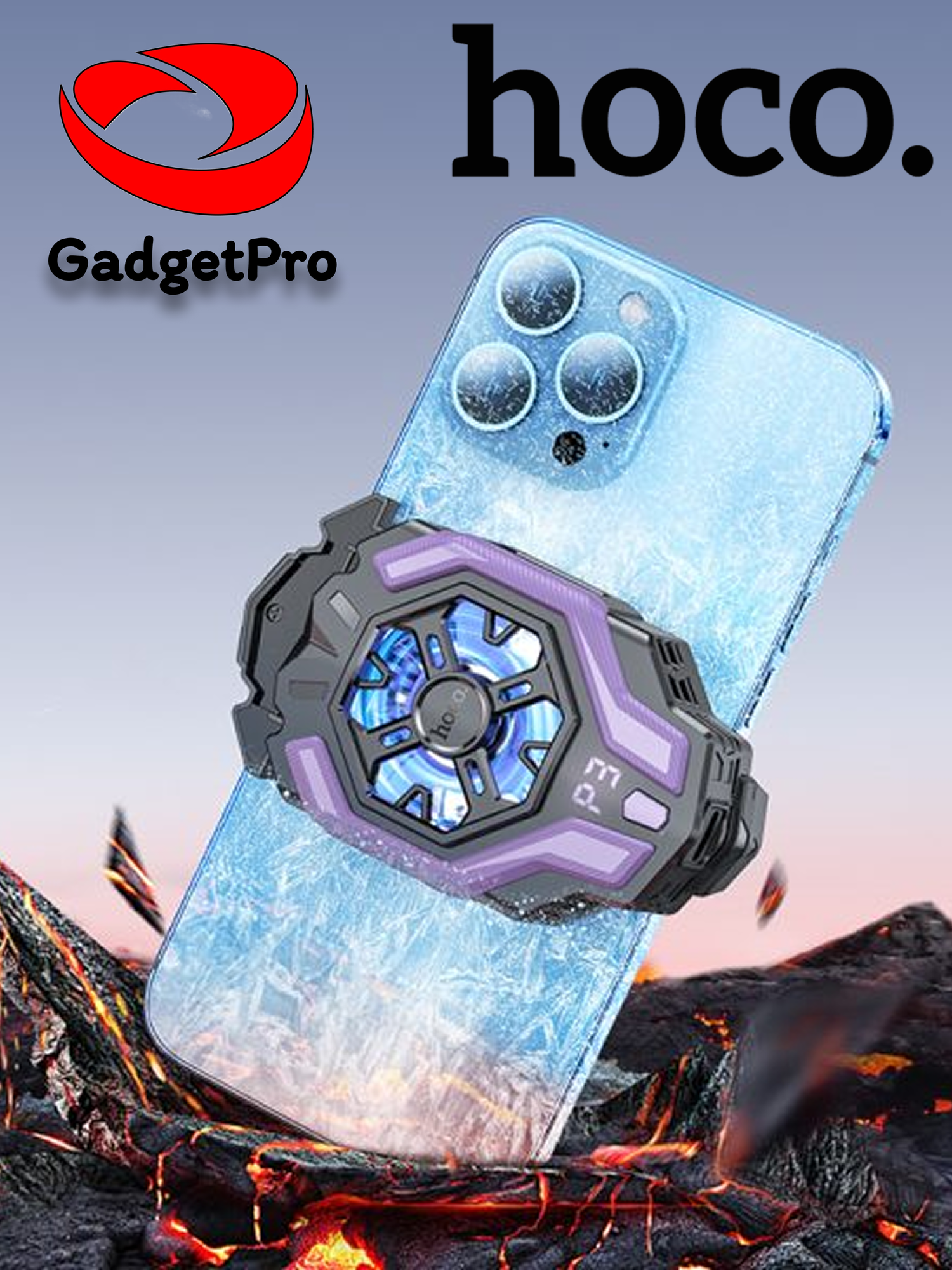 Игровой кулер Hoco "GM26", для смартфонов, LED-подсветкой и дисплеем, 6000 оборотов в минуту