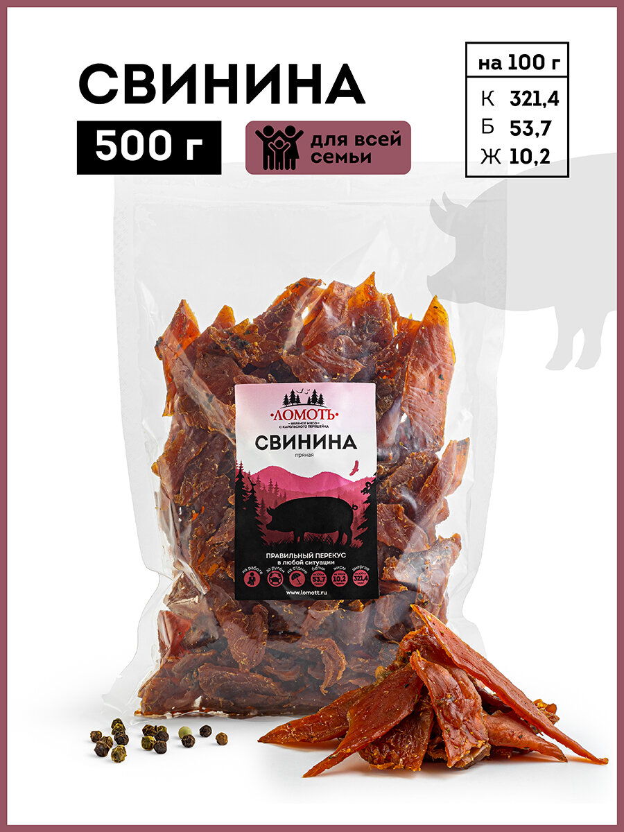 Вяленое мясо Ломоть Свинина 500 г подарок мужчине на день рождения на 23 февраля снеки закуски