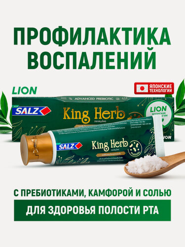 Изображение товара Lion Salz King Herb Паста зубная с гипертонической солью, экстрактами целебных трав и пребиотиками, 80 г