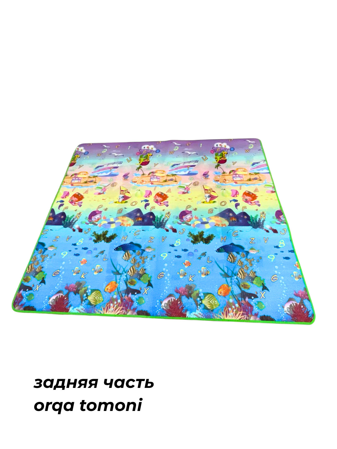 Двусторонний развивающий коврик для детей 200×180 см Алфавит и животные, EPE хлопок — фото 1