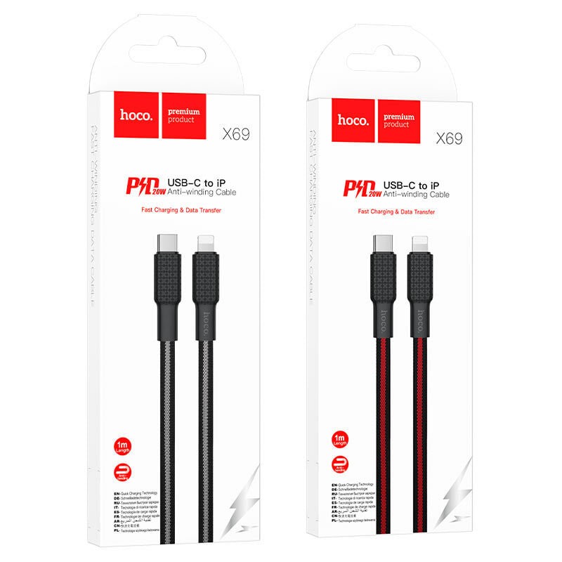 Кабель Type-C X69 Jaeger PD, для зарядки и передачи данных, 1 м, 20 Вт — фото 1