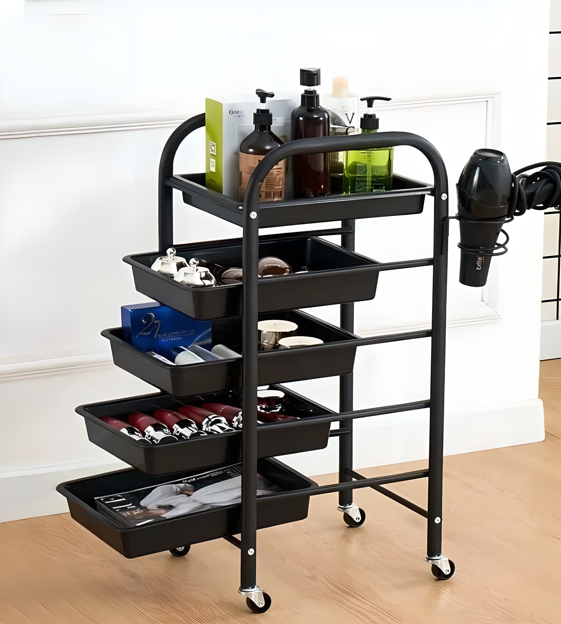 Тележка парикмахерская для барбершопов и салонов красоты без регулировки высоты，81*30*37，5-й этаж