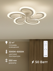 Люстра светодиодная Homsly, 50 Вт, диммируемая с пультом управления, ACL_050