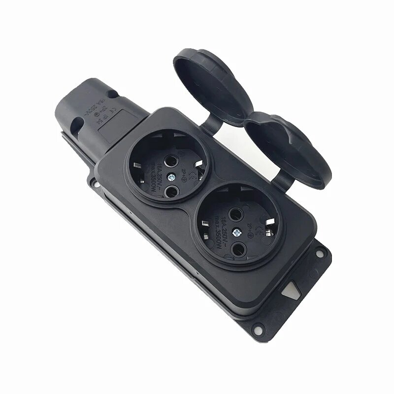 ЕС немецкая 2-сторонняя уличная водонепроницаемая розетка дождевик с крышкой Германия Россия беспроводной удлинитель IP54 16 А 3500 Вт Female Женский вставки