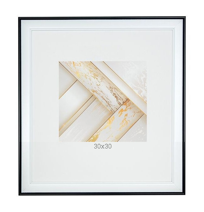 Пластиковая рамка для фотографии  постера  вышивки  мозаики 30х30 см  black passpartout  черно белая GF 6626