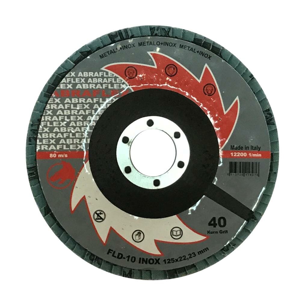 Круг лепестковый тарельчатый Abraflex 125X22,23 FLD-10 INOX (металл+нерж.) P40