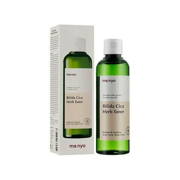 Тонер для лица Ma: nyo Bifida Cica Herb Toner, Refresh & Calming, 200 мл с AHA/PHA/BHA/LHA кислотами