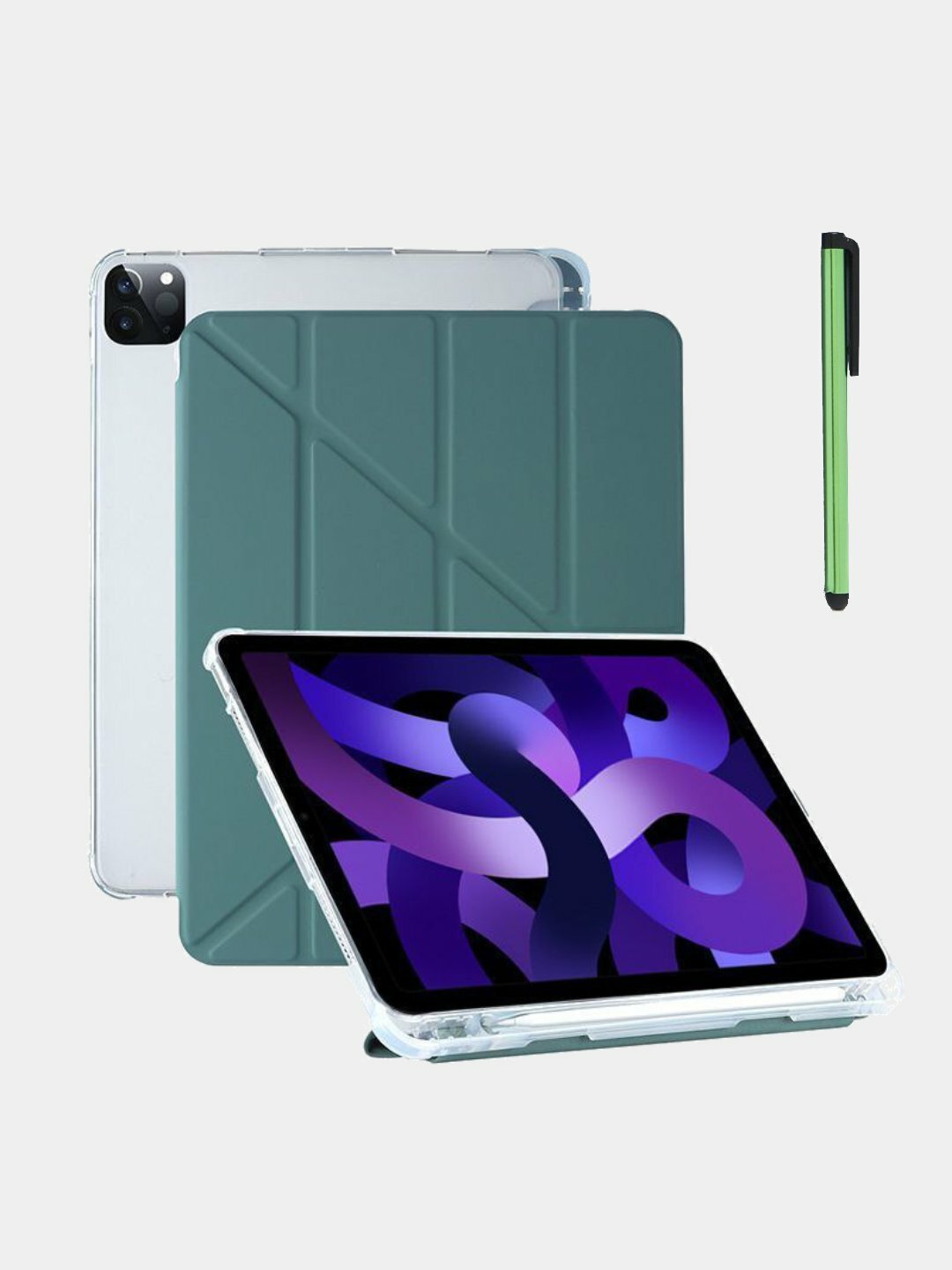 Y-образный универсальный чехол для iPad Pro 11" 18/20/21/22, складной, зеленый з