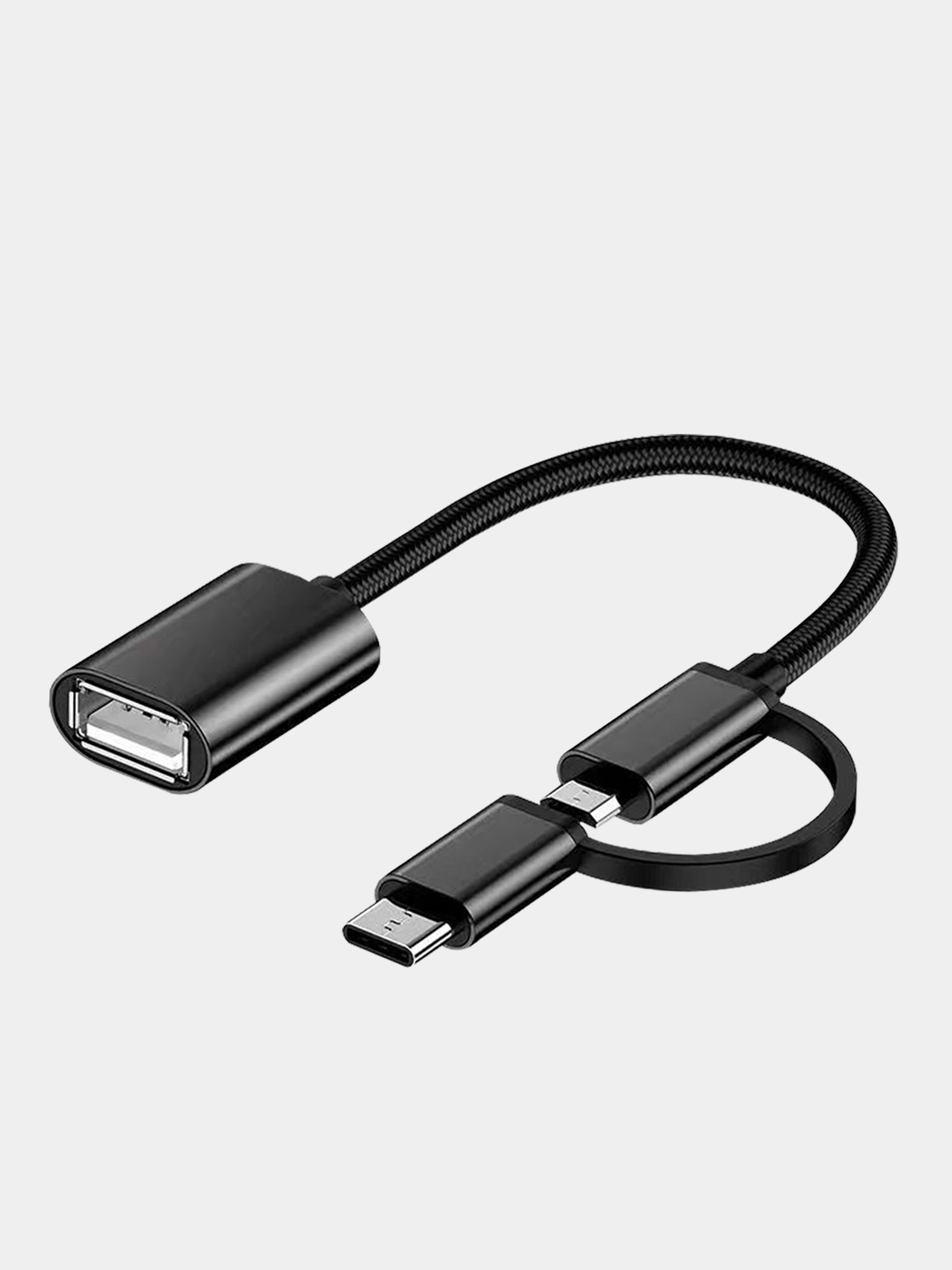 Переходник OTG micro USB / Type-C на USB, Адаптер черный для передачи данных
