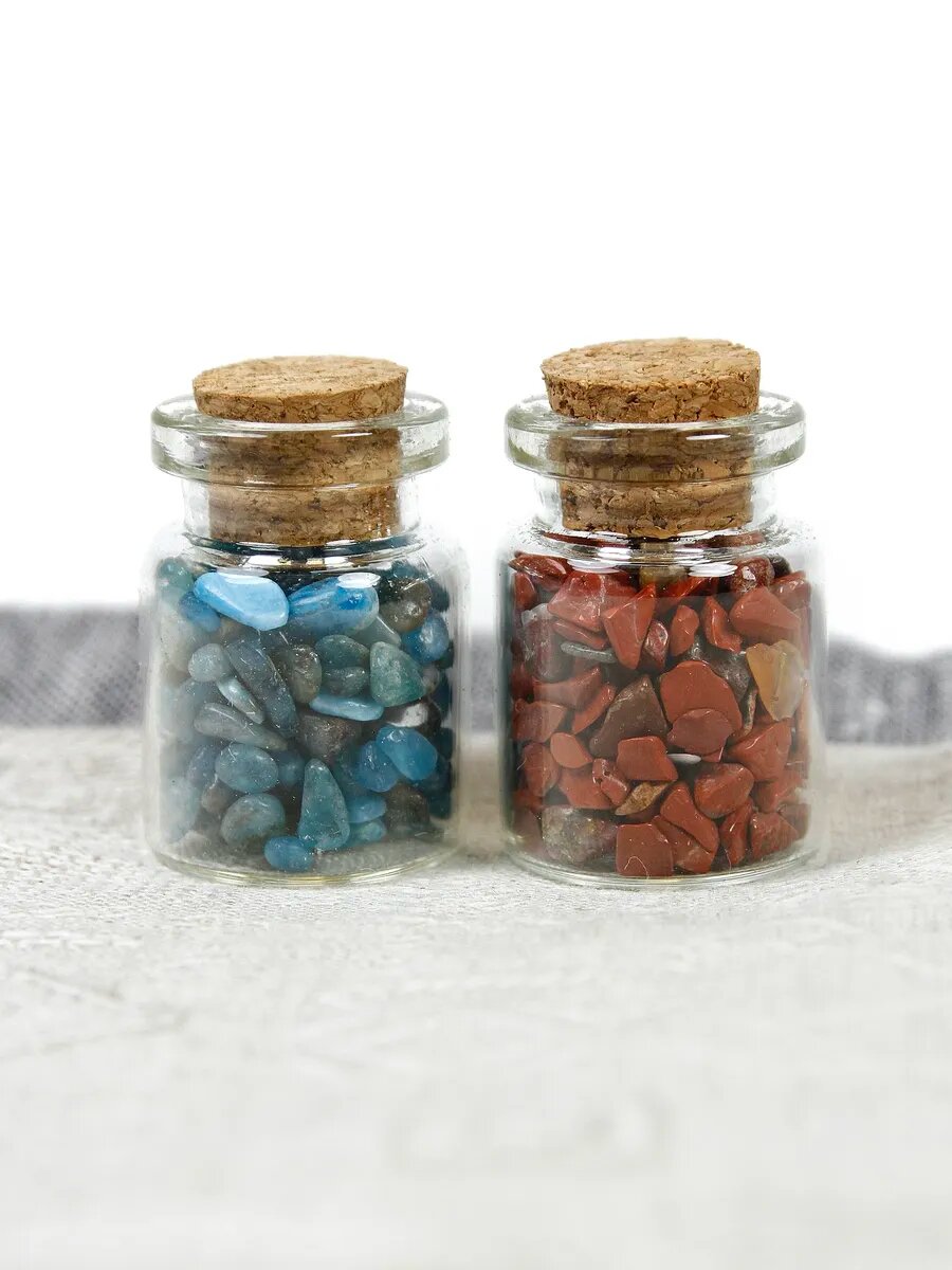 Набор - Лазурит и Яшма красная - в баночках, 2-3 мм, 2 шт