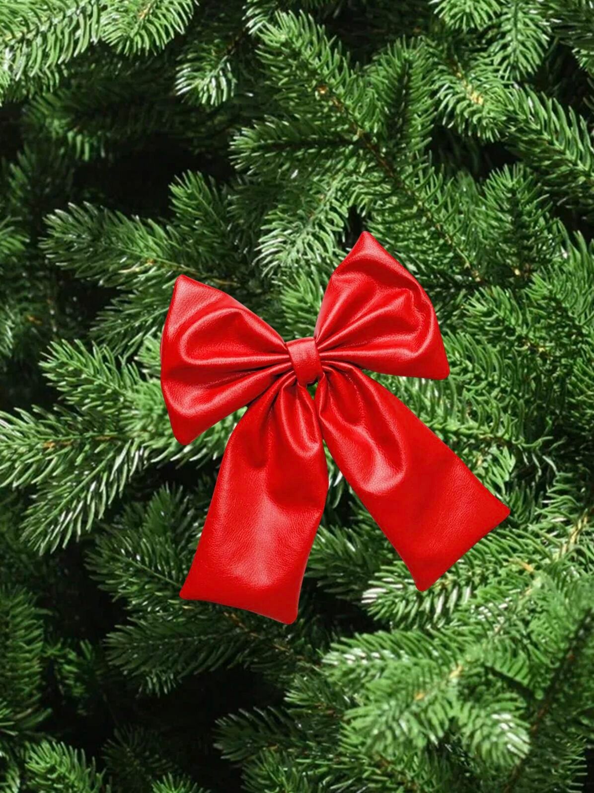 Бант на елку 30см, украшение новогоднее красный однотонный, Crystal Trees — фото 1
