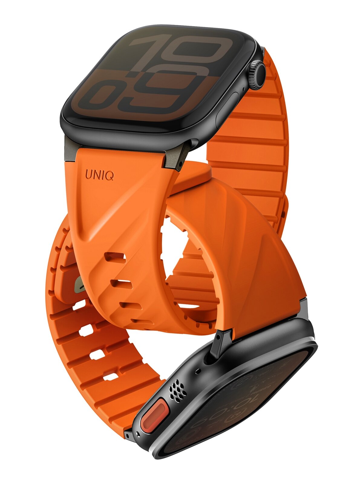 Uniq ремешок для Apple Watch 49-40 мм, FLUO Silicone Rubber, Volt Orange