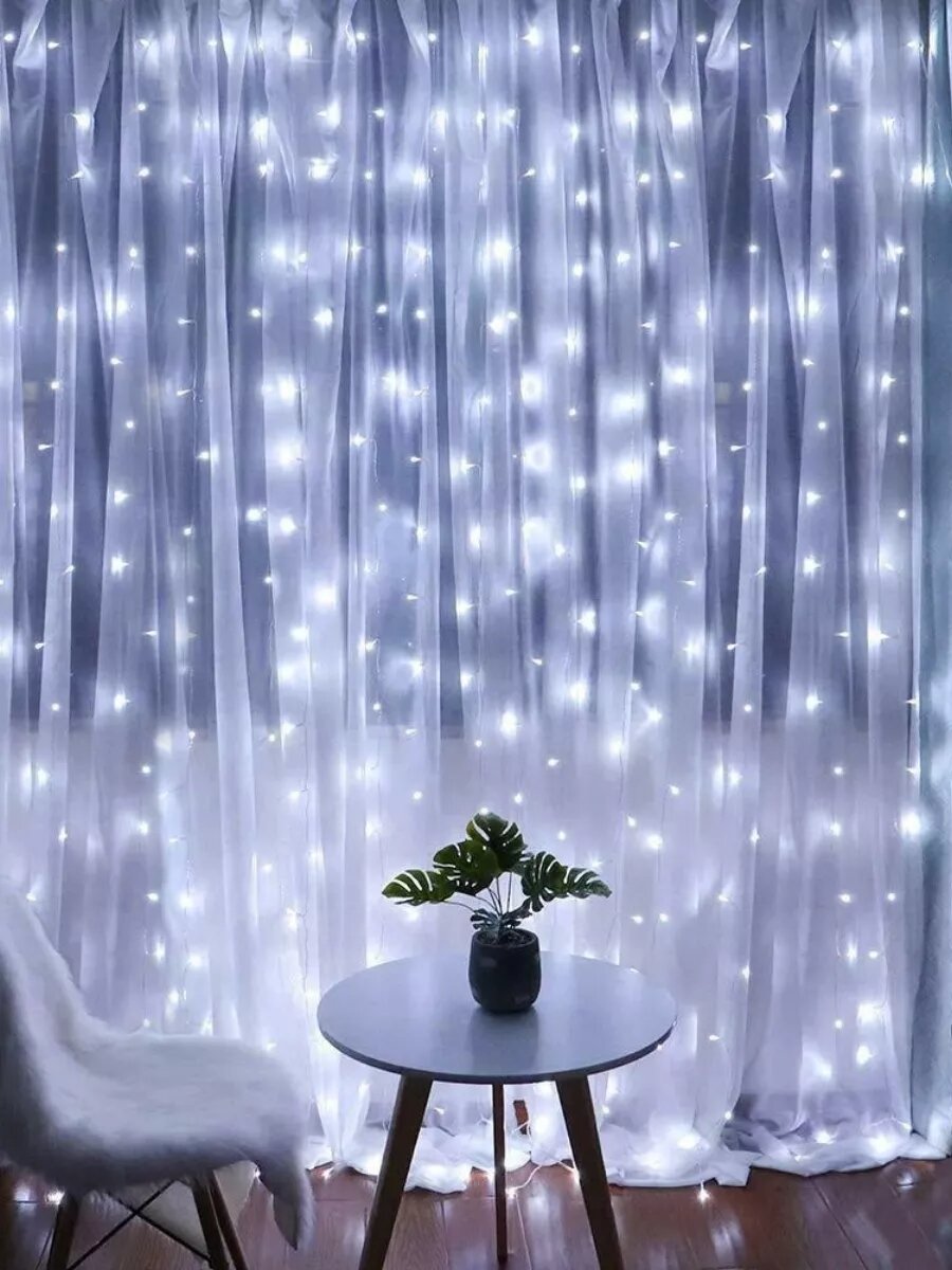 Гирлянда штора, цвет холодный белый, 1,5х1,5 м — фото 1