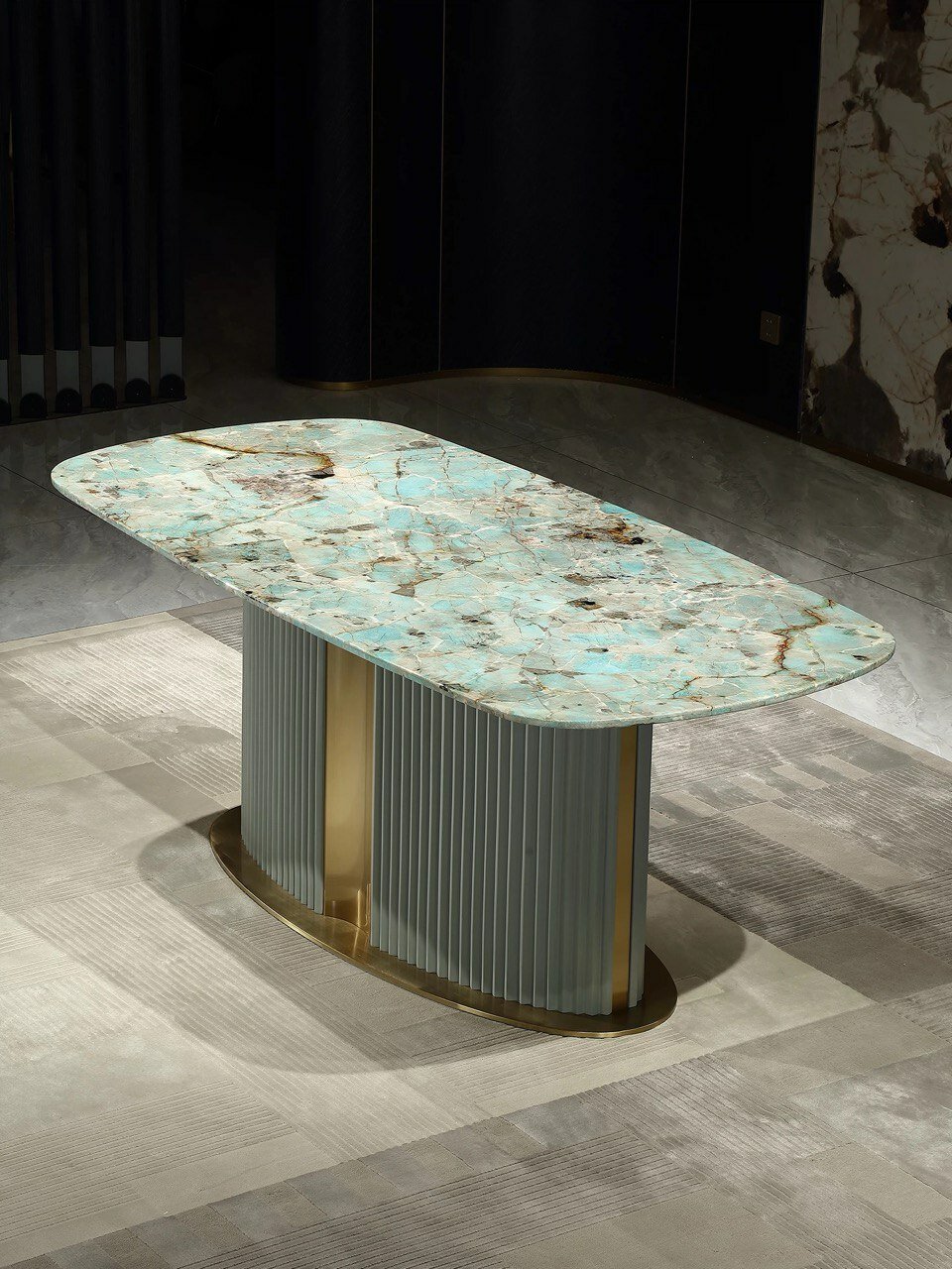 Зеленый мраморный обеденный стол VERDE 2000×950×780 мм