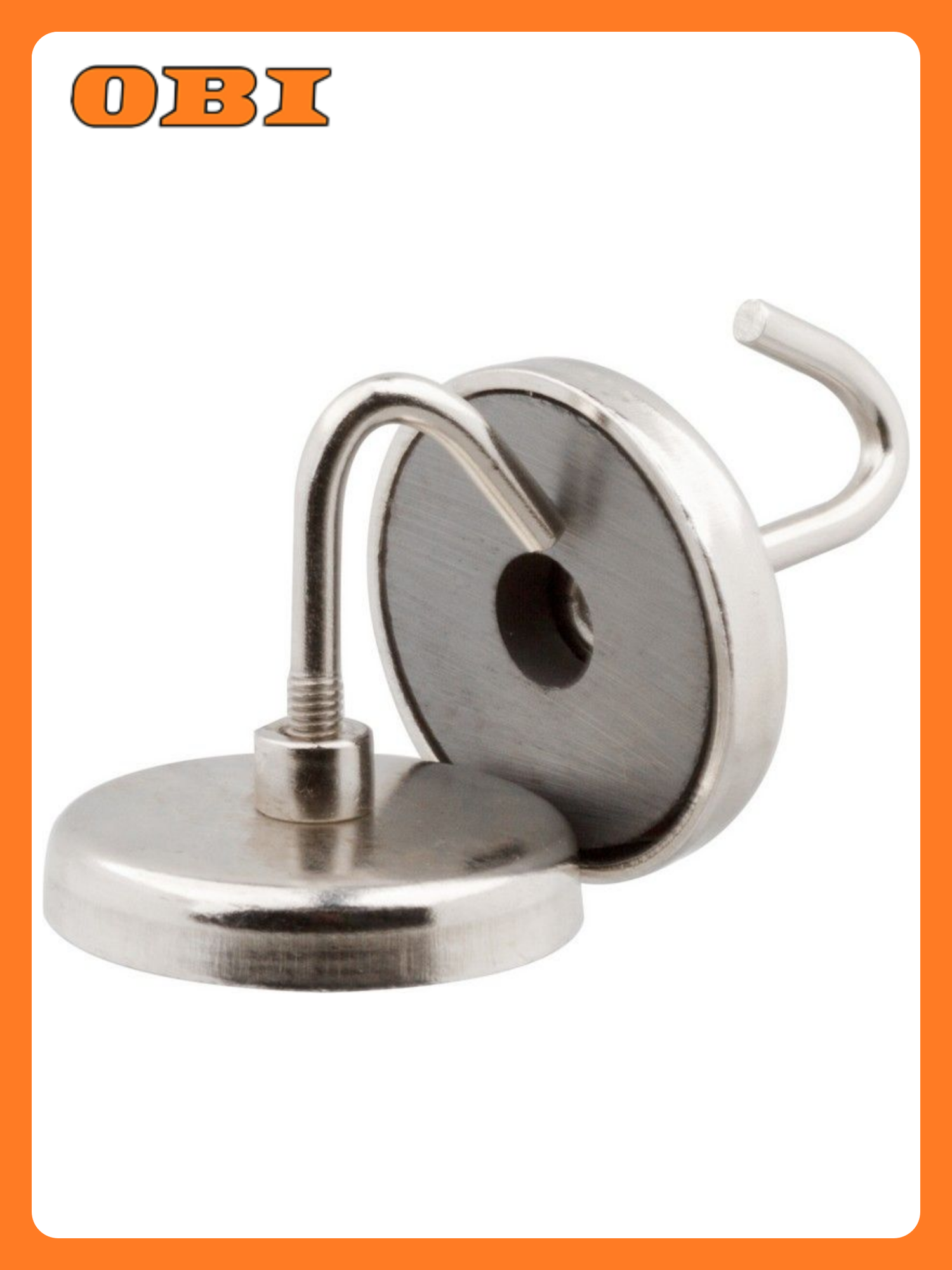 Магнитное крепление Forceberg  с крючком длина 3 75см  2шт  серебристый  ферритовый магнит  сталь