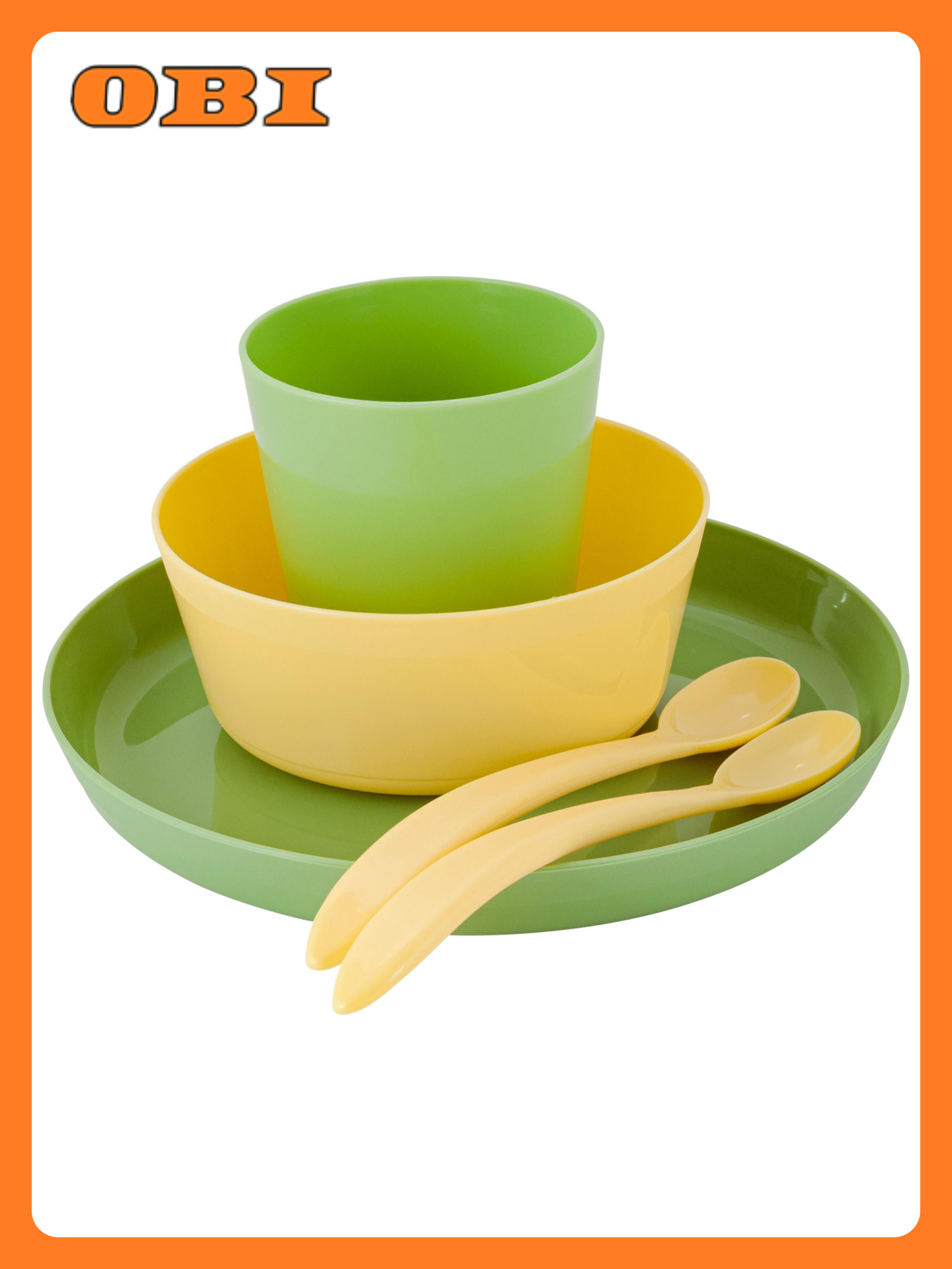 Набор детской посуды Follow Me (тарелка миска стаканчик 270 мл 2 ложки) фисташковый пломбир