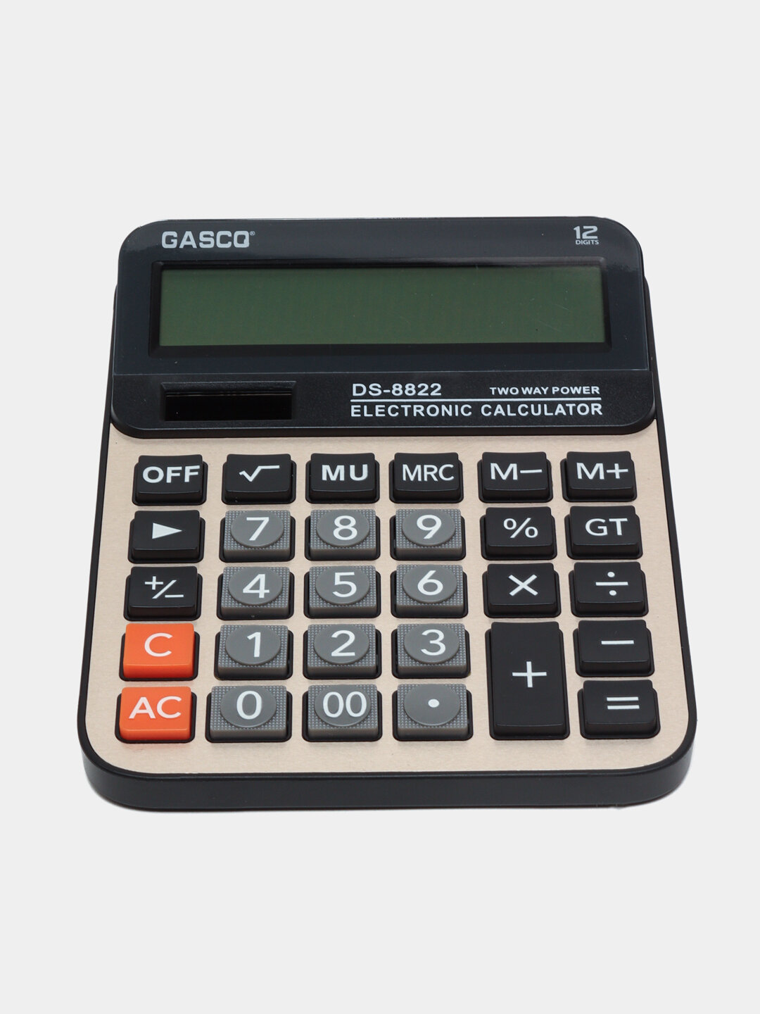 Настольный электронный калькулятор — GASCO DS-8822, 12-разрядный дисплей, питание от солнечной панели и батарейки