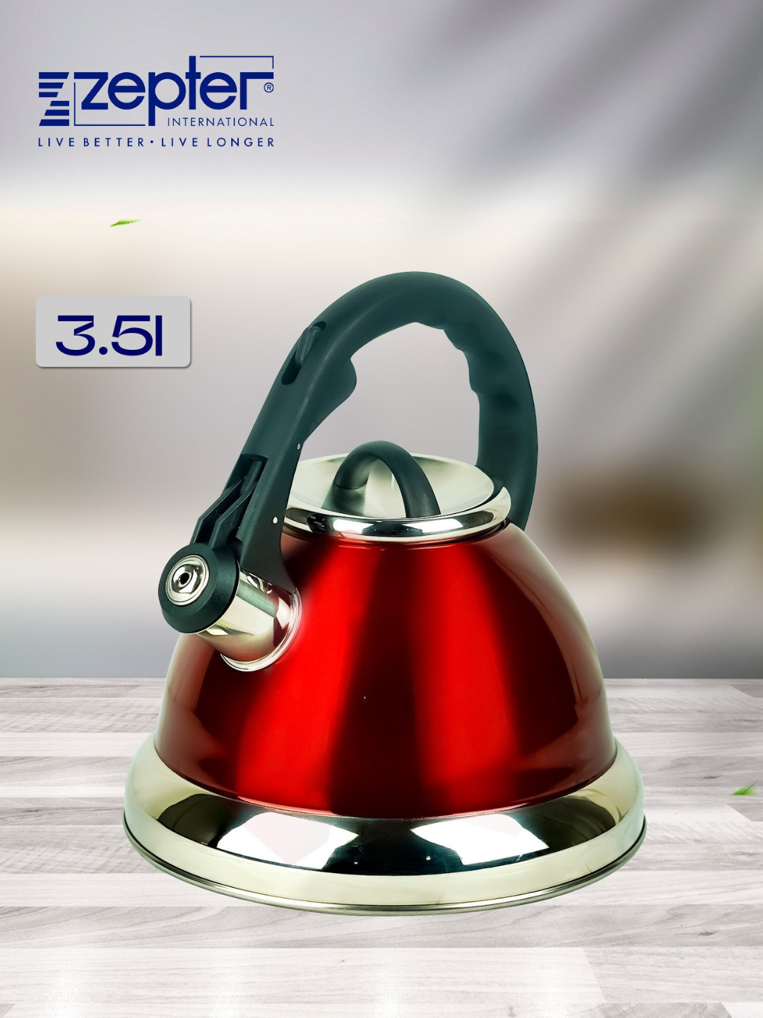 Чайник металлический, со свистком для всех видов плит, 3,5 л