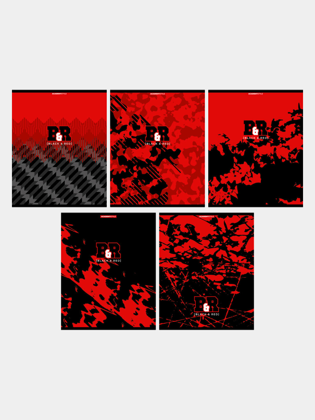 Тетрадь Black & Red, в клетку, 48 листов, А5, 5 шт