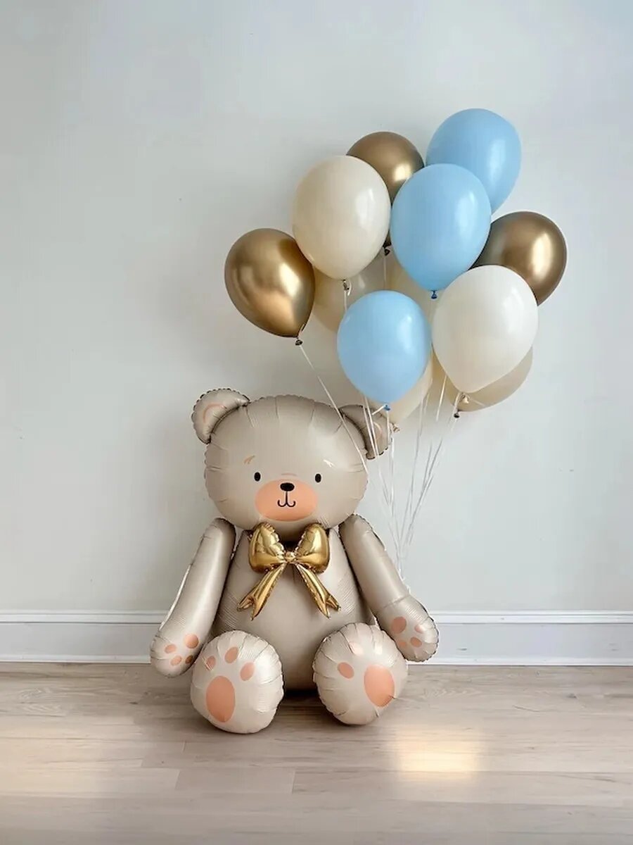 Фольгированный воздушный шар Медведь с бантом — фото 1