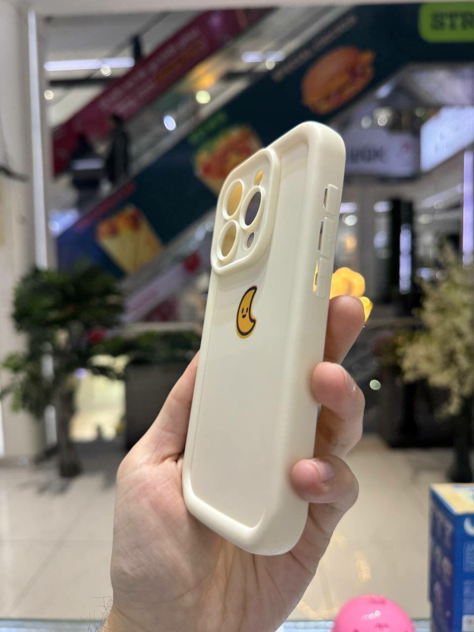 Чехол с принтом "Луна и солнце", для iPhone 15 Pro , парный , бежевый — фото 1