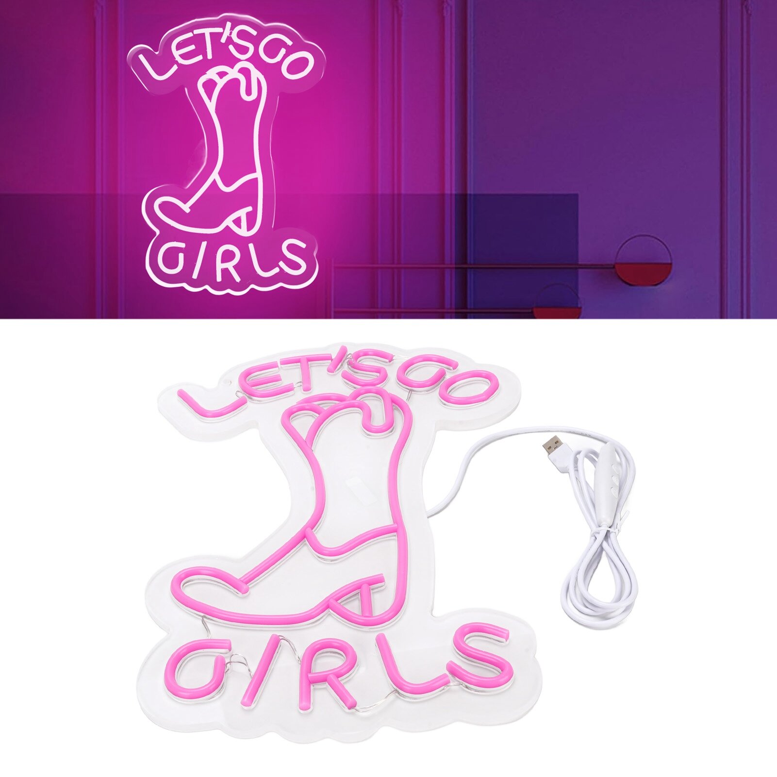 Светодиодный неоновый свет Lets Go Girls Boot Sign - украшение стены для мальчишника, Дня рождения, вечеринки, Реквизит для фотосъемки