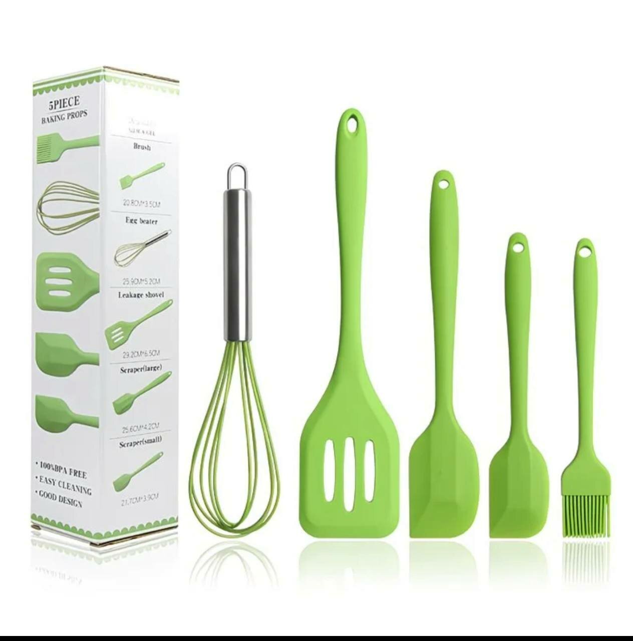 Набор кухонных силиконовых аксессуаров 5 предметов, термостойкие, BPA Free, 4 цвета