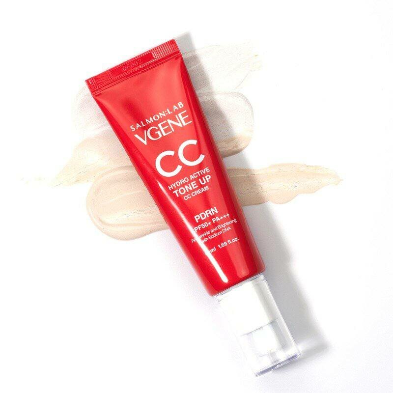 SALMON: LAB VGENE Hydro Active Tone Up CC крем с PDRN, осветляющий, антивозрастной, SPF50+ PA+++, 50 мл.