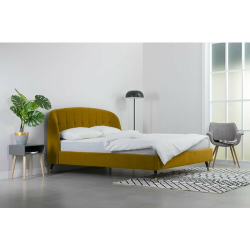 фото Кровать 140х200 двуспальная divan.ru льери 140 велюр горчичный, 225х159х112 см