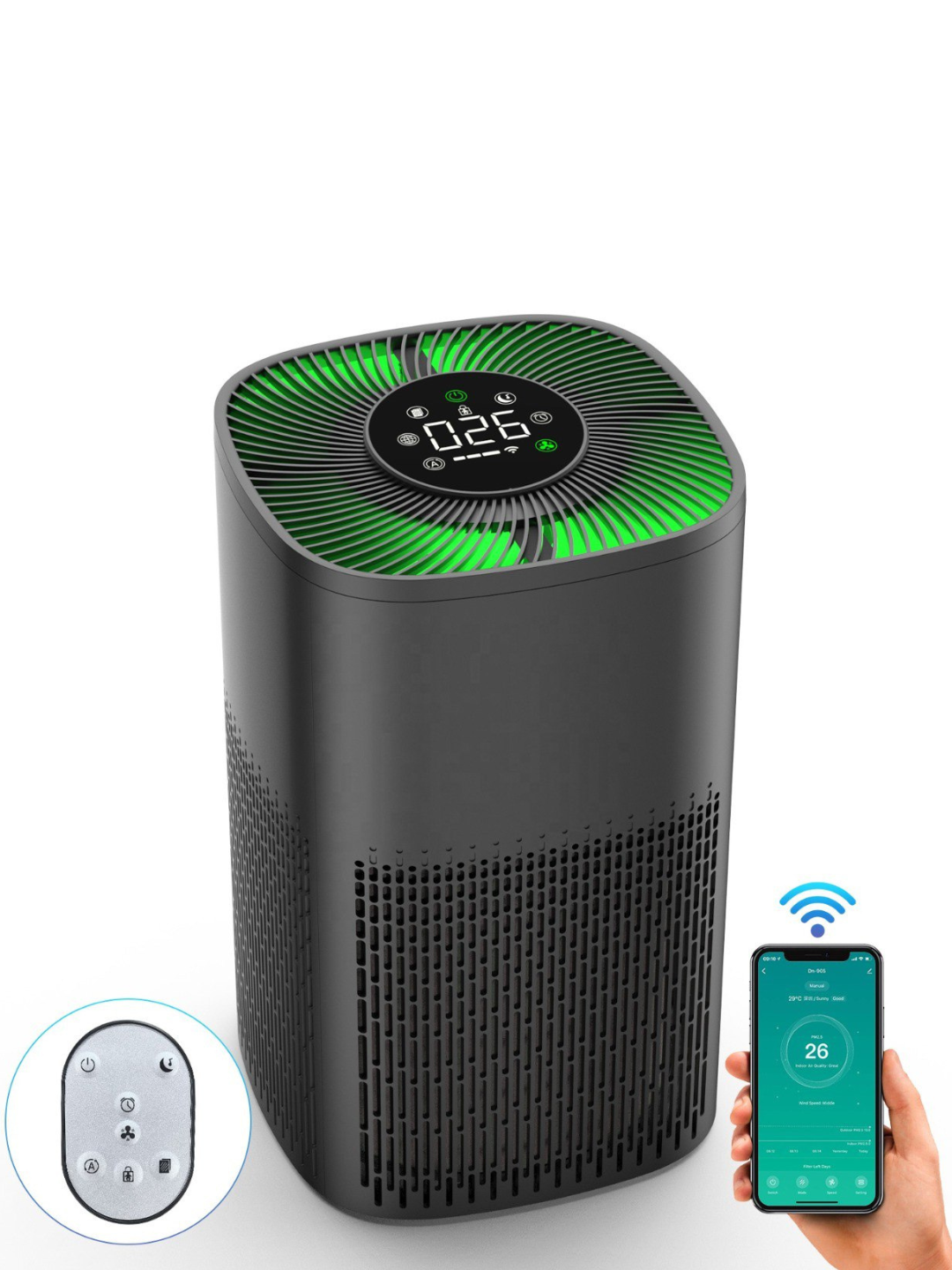 Очиститель воздуха "NovAir Smart HEPA", Wi-Fi управление, увлажнение, 210м³/ч