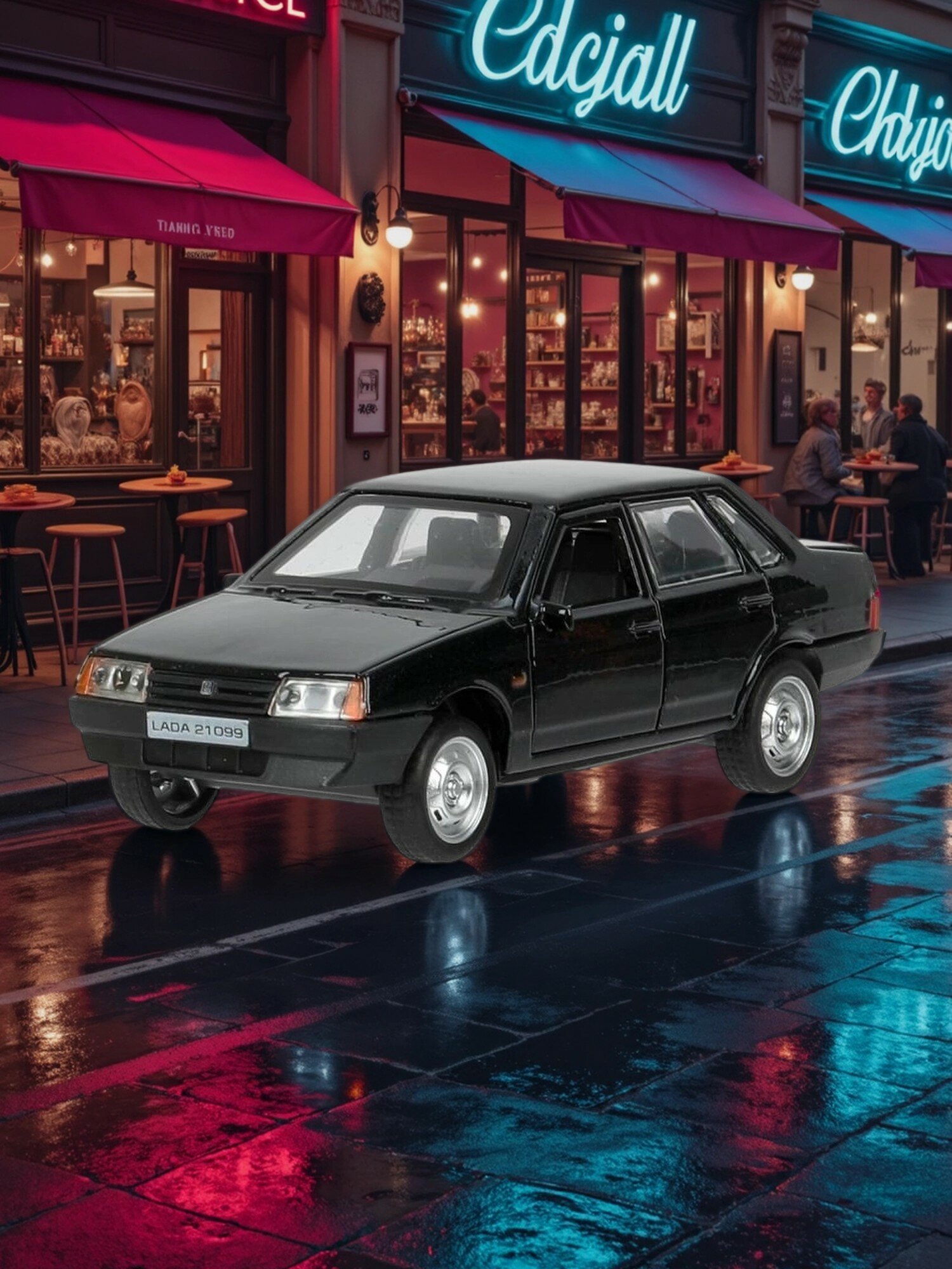 Машинка металлическая инерционная Технопарк LADA 21099"спутник",12см, черная