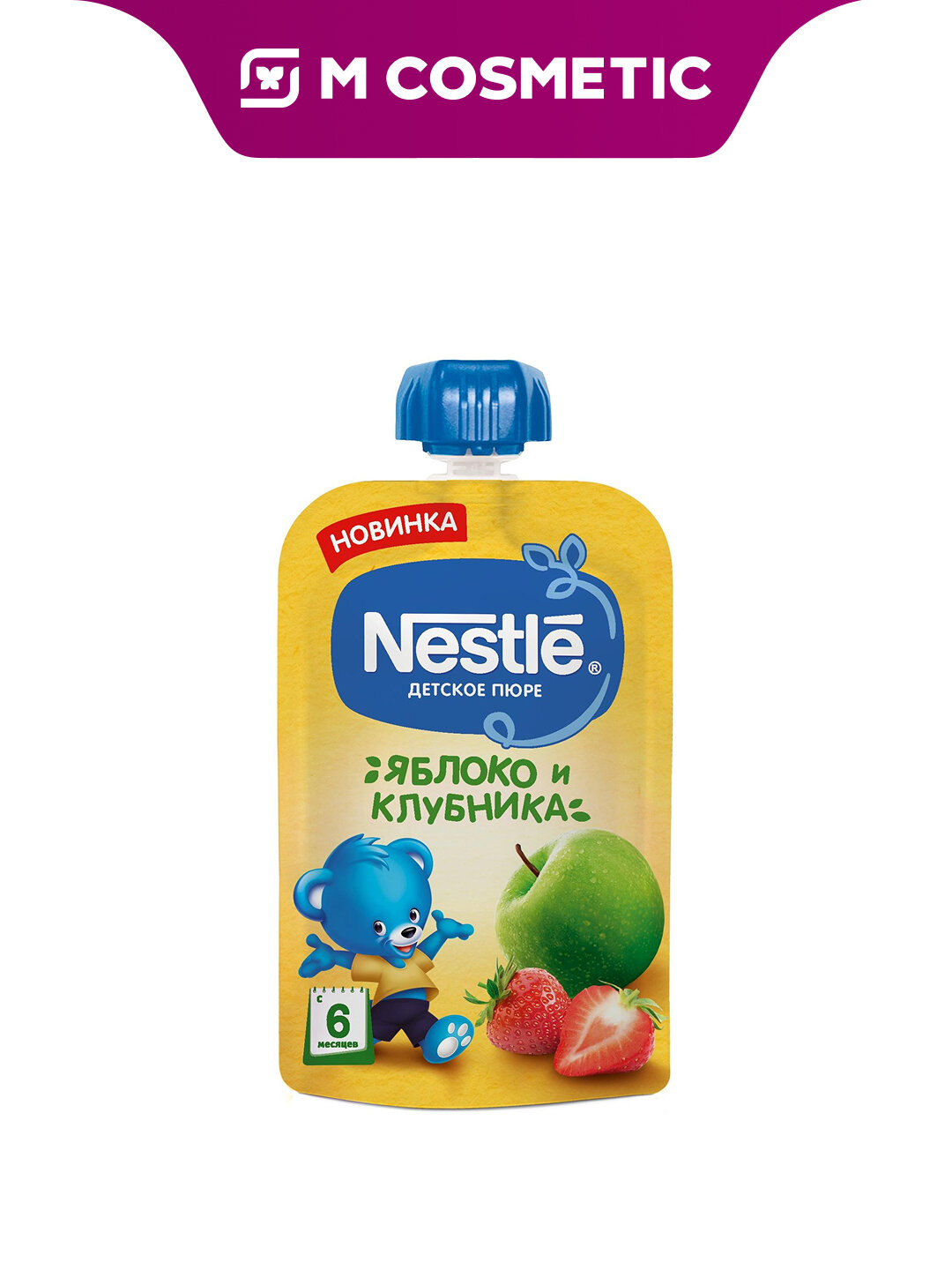Пюре Nestlé "Яблоко и клубника", для малышей от 6 месяцев, 90 г
