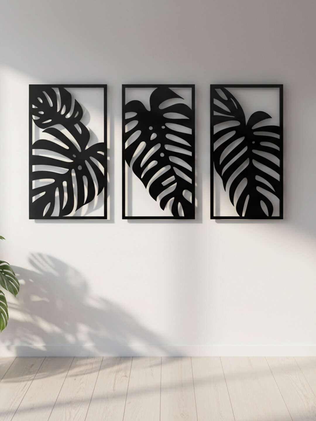 Настенные декоративные панно из дерева набор 3 шт, размер 100×50 см, модерн