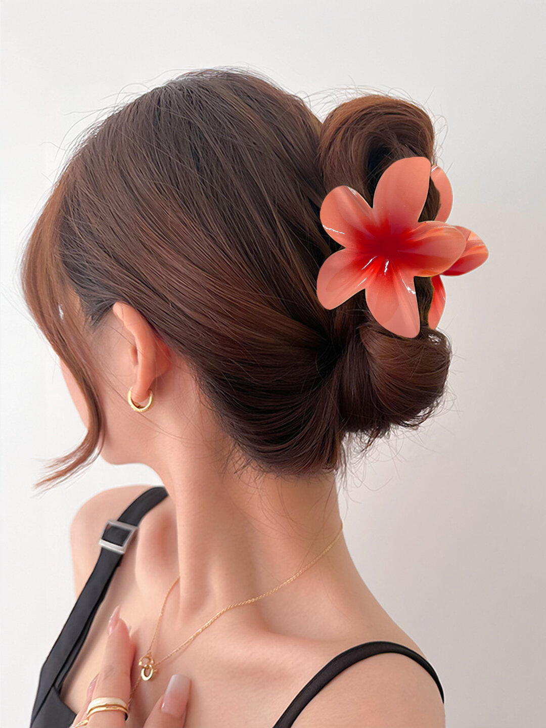 Набор заколок для волос ,2в1, цветочек , цвет оранжевый, тренд 2025