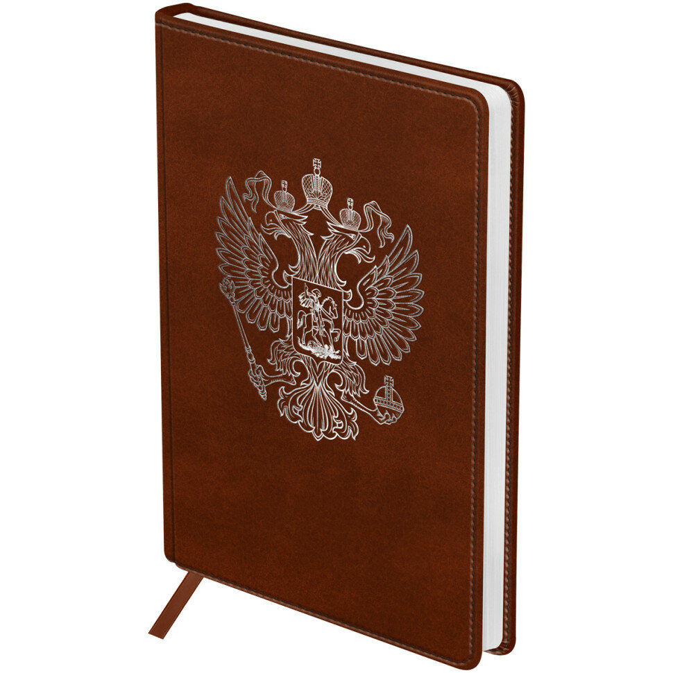 Ежедневник недатированный, А5, 160л, твердый переплет, кожзам, BG "Орел", коричневый, 369603