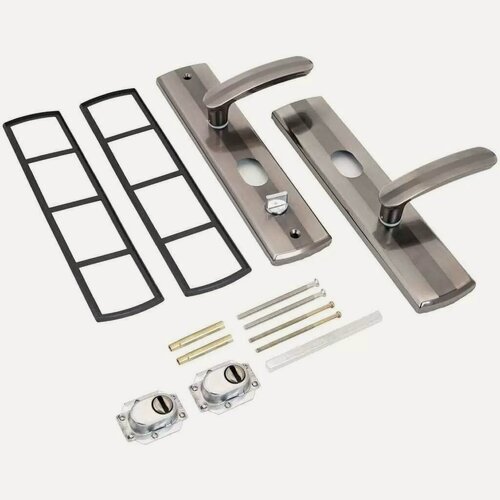 Изображение товара Комплект дверных ручек Стандарт РН-СТ217-L левая для китайских металлических дверей, матовый никель, сталь, 2 шт.