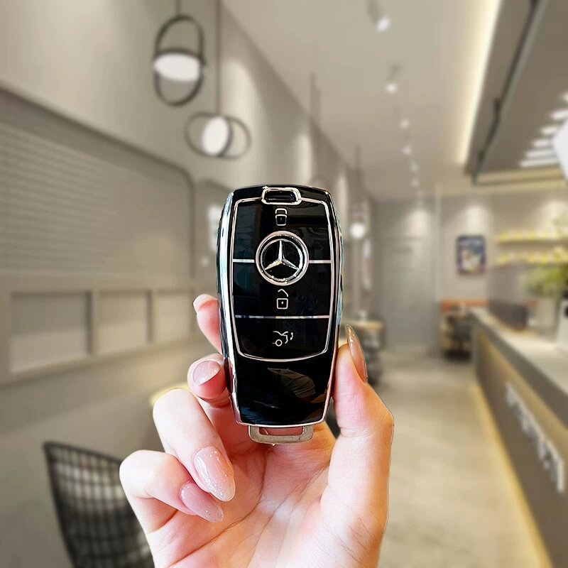Кейс для ключей Mercedes-Benz E300L C260L C200L - Черная одинарная оболочка, A-стиль