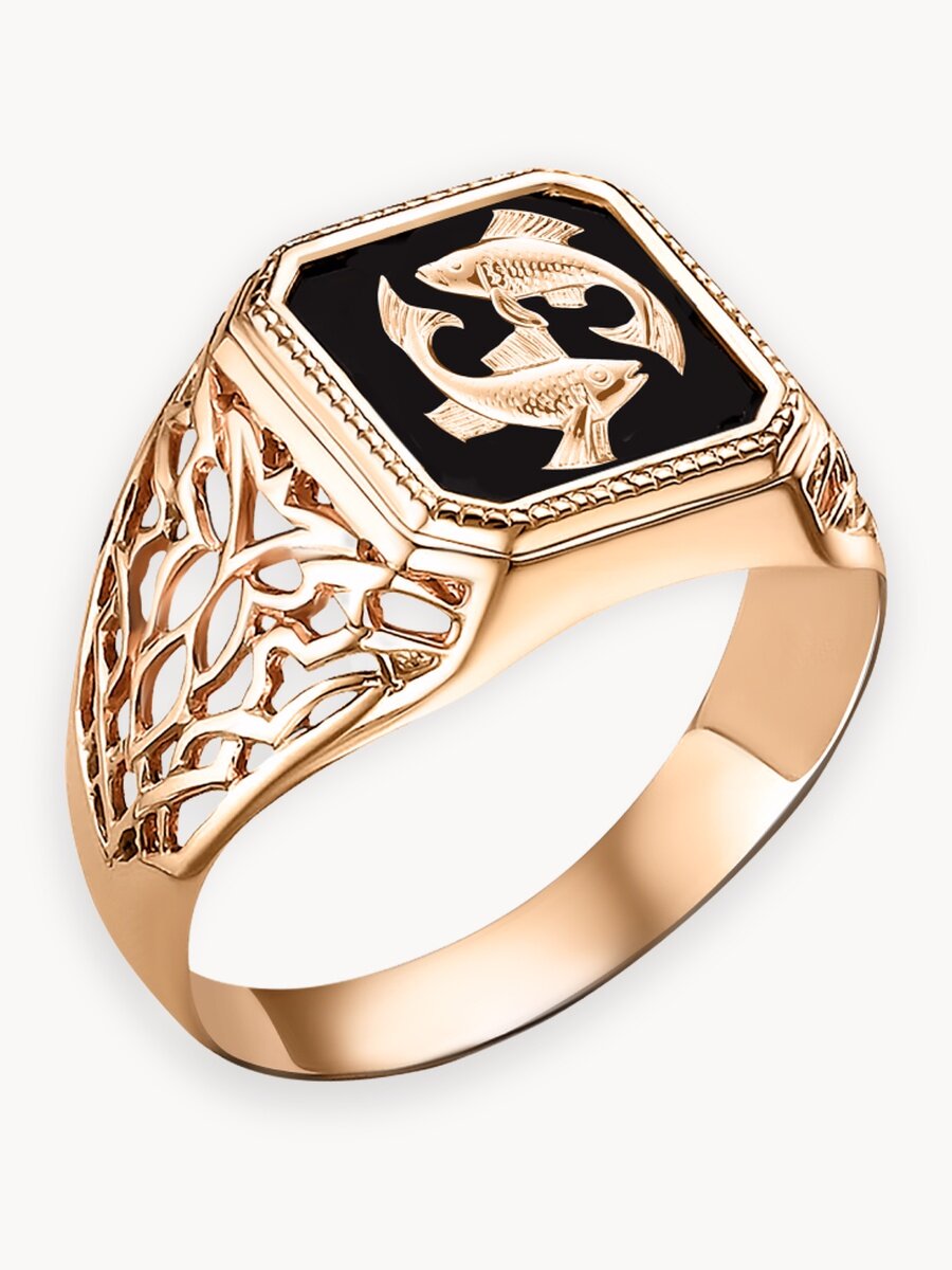 Печатка TEKA, эмаль, размер 21, черный, золотой