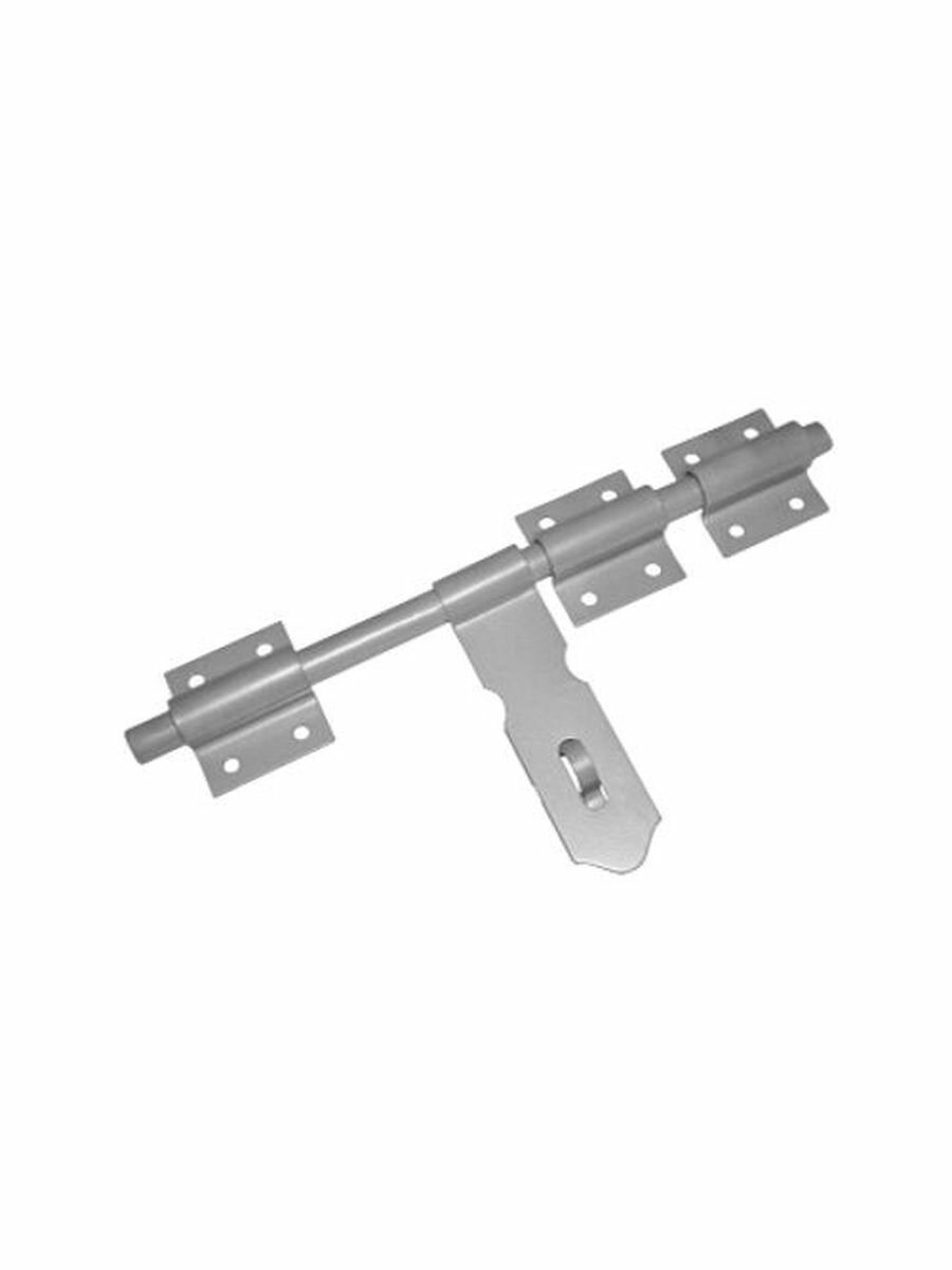 Засов добрыня универсальный 450 мм (с накладкой) серый металлик